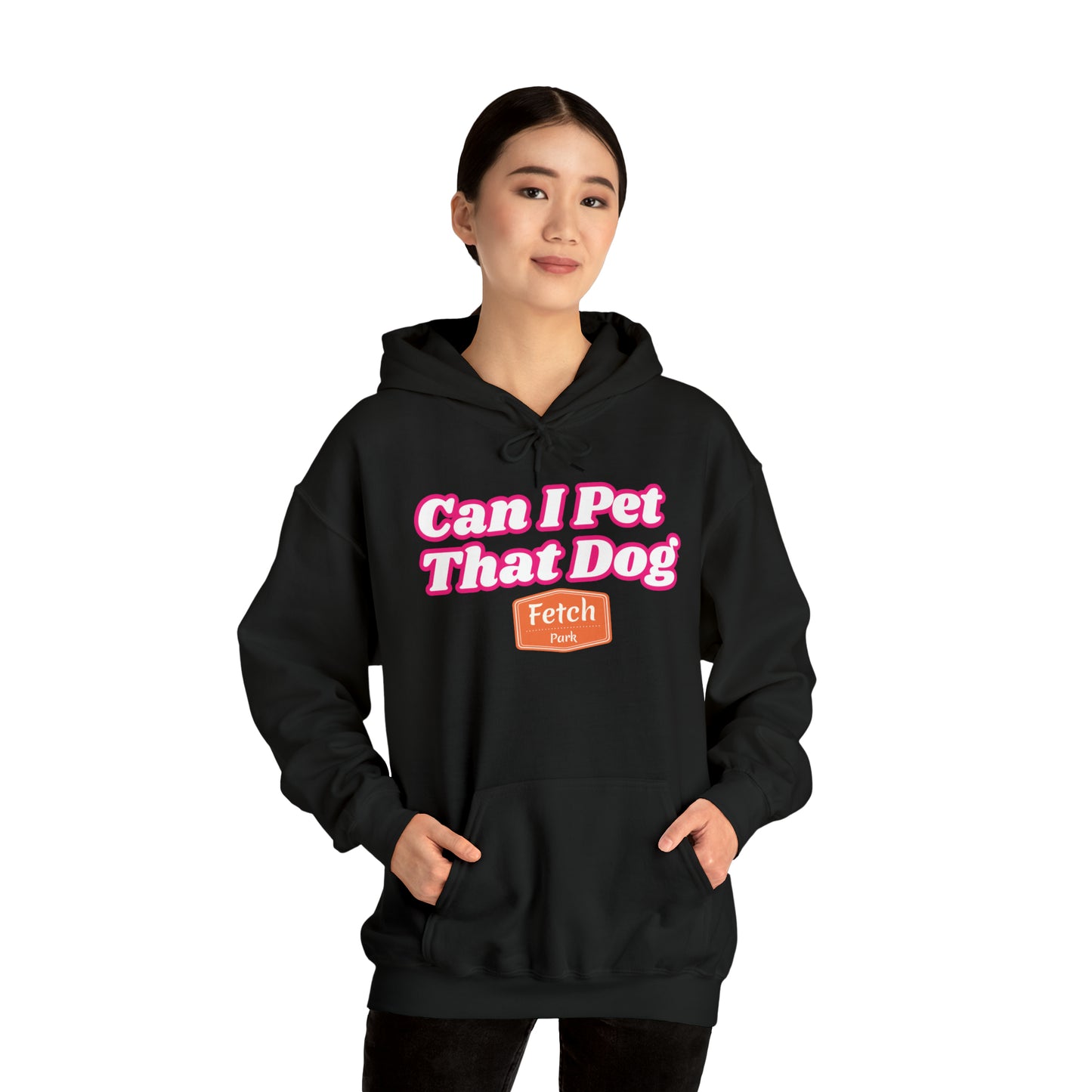 Pink Can I Pet That Dog Unisex Heavy Blend™ Hooded Sweatshirt