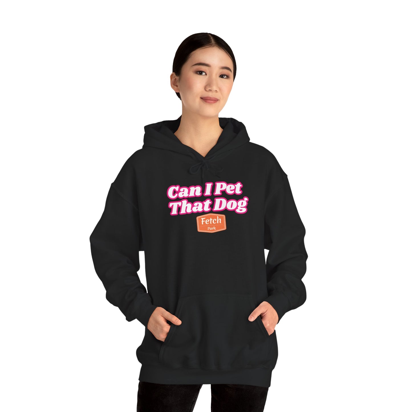 Pink Can I Pet That Dog Unisex Heavy Blend™ Hooded Sweatshirt