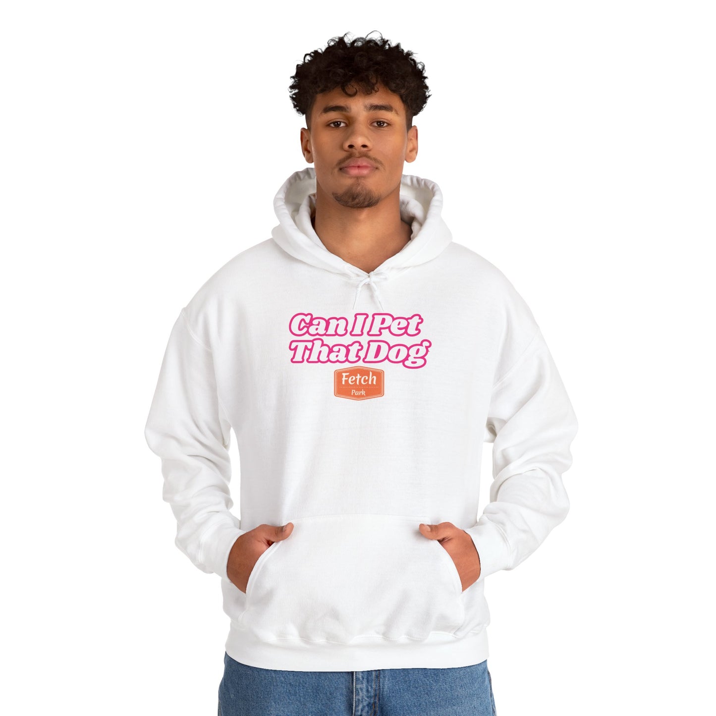 Pink Can I Pet That Dog Unisex Heavy Blend™ Hooded Sweatshirt