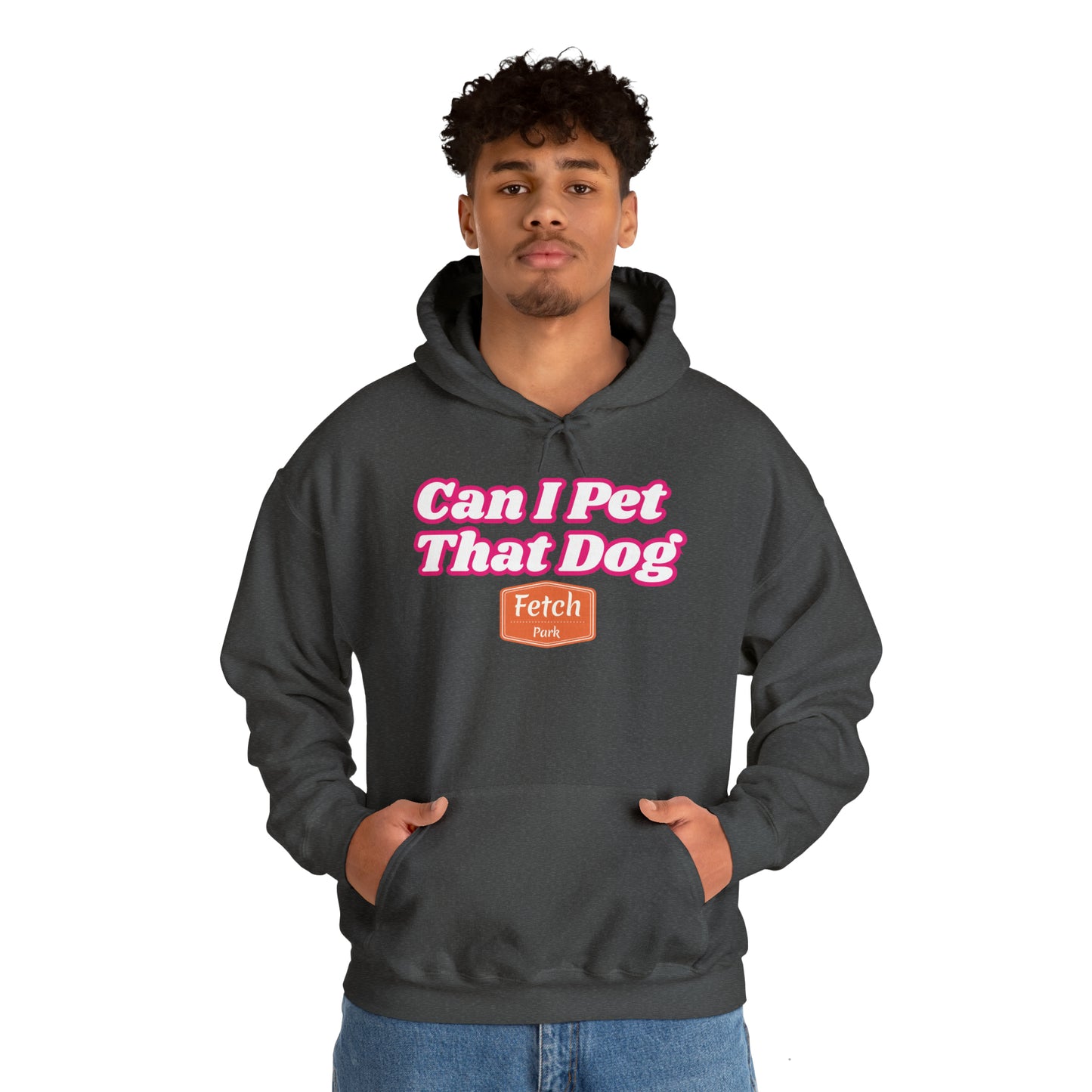 Pink Can I Pet That Dog Unisex Heavy Blend™ Hooded Sweatshirt