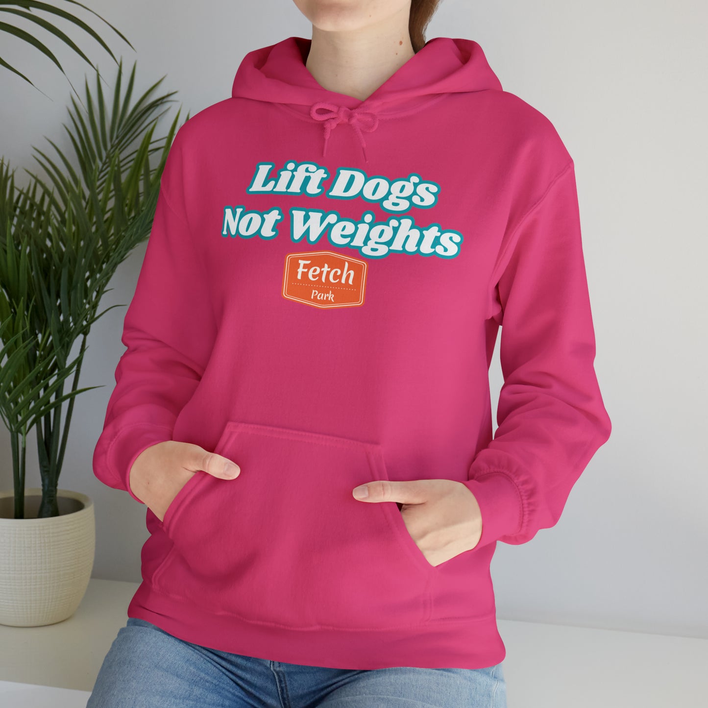 Pink Lift Dogs Not Weights Unisex Heavy Blend™ Hooded Sweatshirt