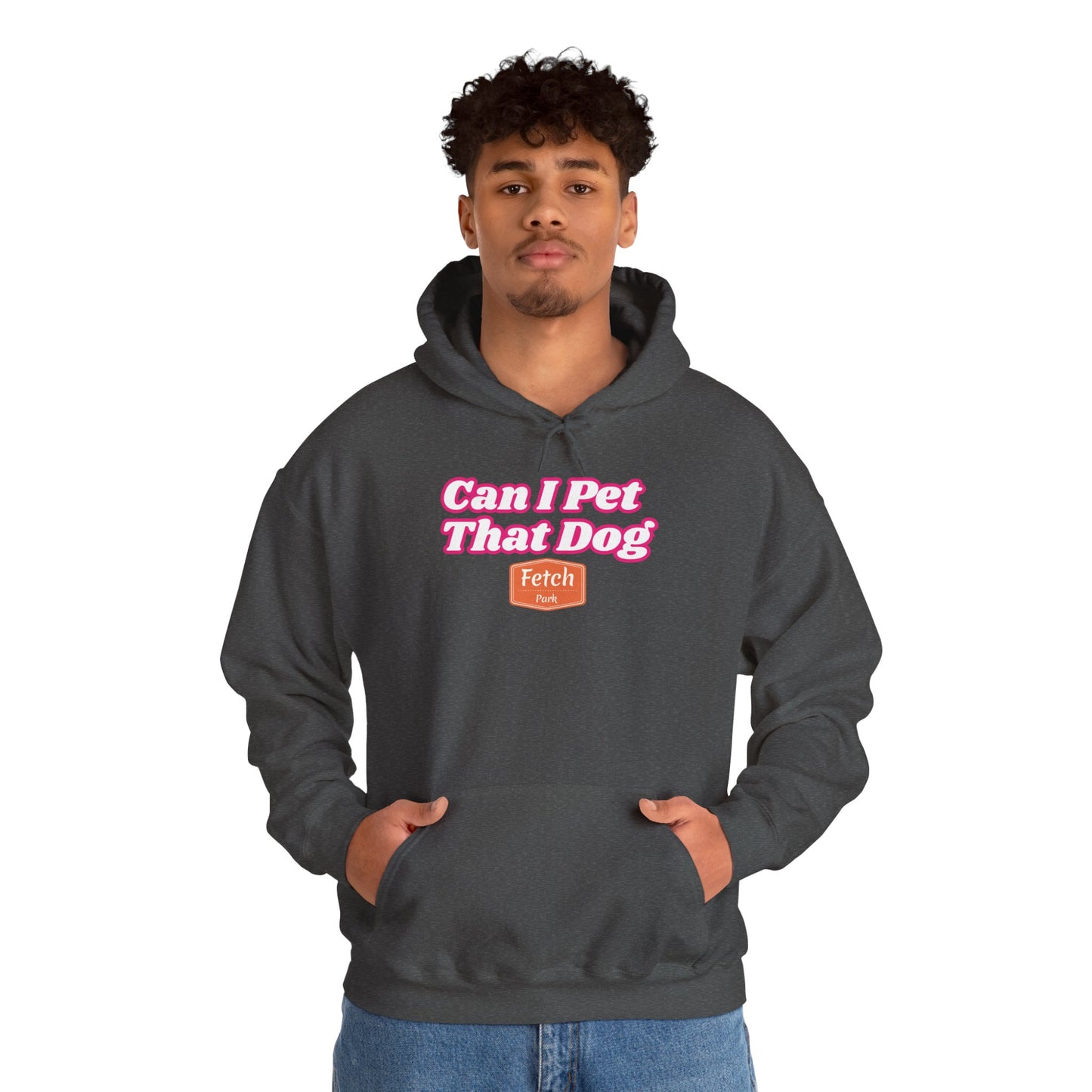 Pink Can I Pet That Dog Unisex Heavy Blend™ Hooded Sweatshirt